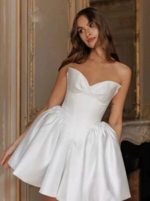 Simple Mini Wedding Dress For Women Sleeveless Sweetheart Simple Open Back Lace Up Gown Short Ball Gowns Vestido Customized 2025 7 Sc90e2088ad0543169285dffd200abe8ak Cropped