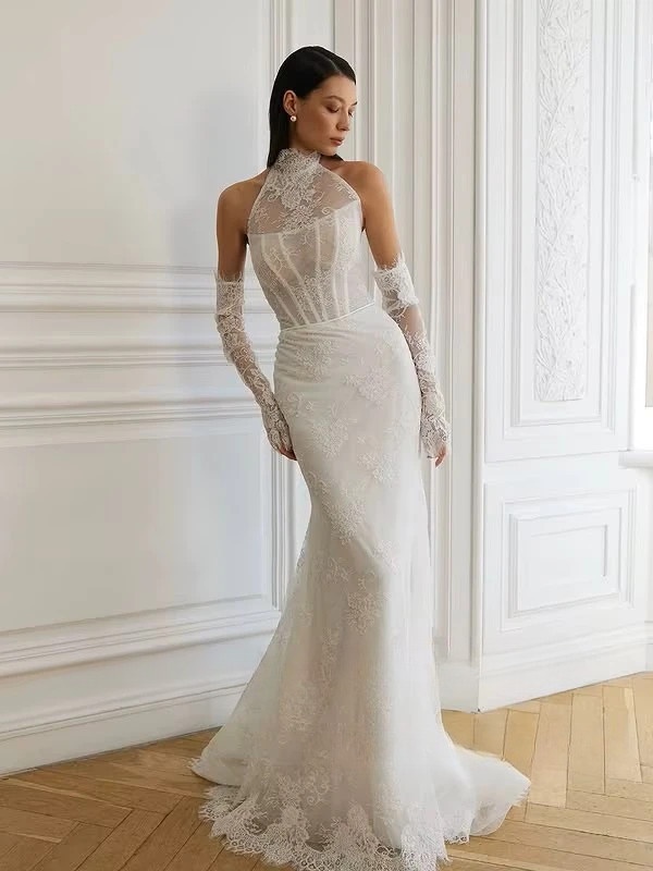 SoDigne Mermaid Lace Bride Dresses Sleeveless Detachable Sleeves Wedding Dress Long Bridal Gowns Robe De Mairee Customized 2 SoDigne Mermaid Lace Bride Dresses Sleeveless Detachable Sleeves Wedding Dress Long Bridal Gowns Robe De Mairee Customized - immagine 2