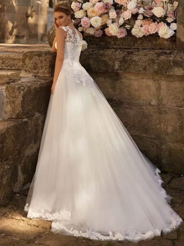 SoDigne Boho Wedding Dresses O-neck Sleeveless A-line Tulle Sleeveless Bridal Dress Long Bride Gown vestidos de novia ﻿ - immagine 2