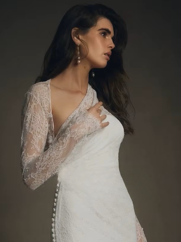 SoDigne Mermaid Boho Wedding Dresses Full Sleeves Lace Bridal Dress Long Beach 2025 Wedding Gown Robe De Mairee Customized 2 SoDigne Mermaid Boho Wedding Dresses Full Sleeves Lace Bridal Dress Long Beach 2025 Wedding Gown Robe De Mairee Customized - immagine 2